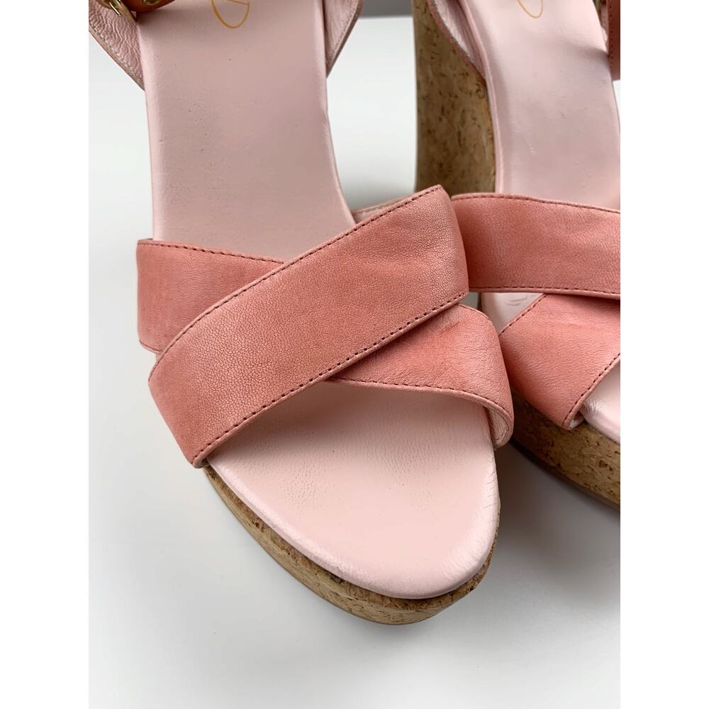 Red Valentino Wedge Platform Sandals Pink Leather High Heel Women's 40 US 10 - Picture 4 of 12